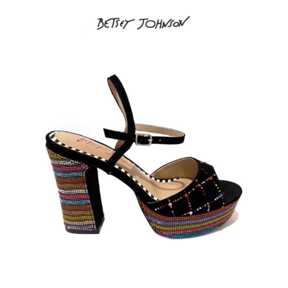 Betsey Johnson Black Multicolor Platform Heels